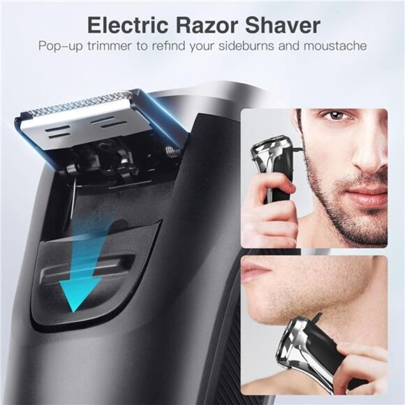Electric Razor for Men, Men’s Electric Shavers, Wet & Dry Shaver with Trimmer - Picture 3 of 7